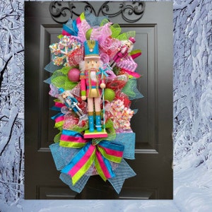 Christmas Wreath, Nutcracker Wreath, Christmas Decor, Front Door Wreath, Snowflake Wreath, Candy Wreath, Christmas Nutcracker, Winter Decor