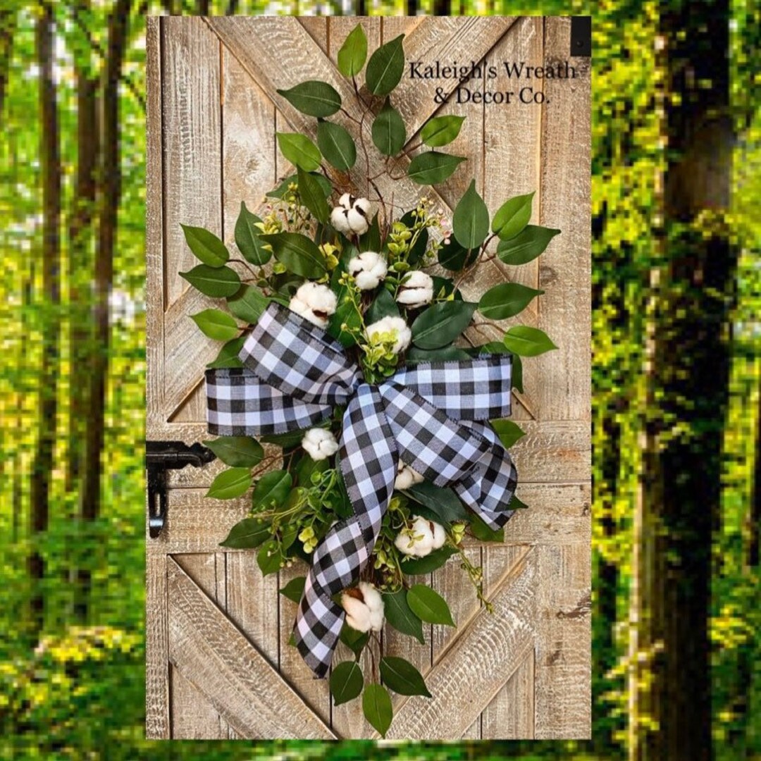 Cotton Wreath Wreath for All Year Round Everyday Cotton Wreath Door