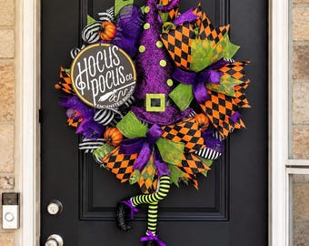 Witch wreath, halloween wreath, halloween swag, halloween decor, Witch Halloween Decor, Halloween decorations, Witch Door Hanger, Witches