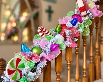 Garland Christmas Mantle, Garland for Staircase, Christmas Decorations, Fireplace Garland, Garland for Front Door, Candy Decor