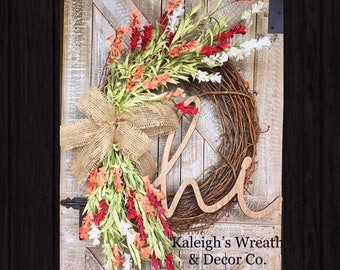 BEST SELLER, Monogram Wreath, Year Round Wreath, Everyday Wreath, Farmhouse wreaths, Front Door Wreaths, Gift Ideas, Housewarming Gifts