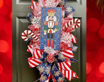 Nutcracker Wreath for Front Door, Blue Christmas, Nutcracker Decor, Christmas Front Door Wreath, Nutcracker Decorations, Winter Wreath, Home