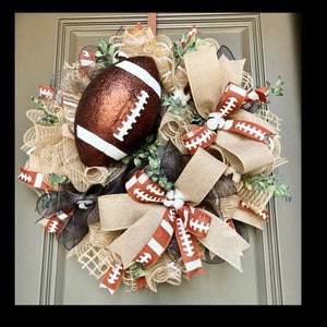 Personalized Football Wreath: Burlap Sports Decor