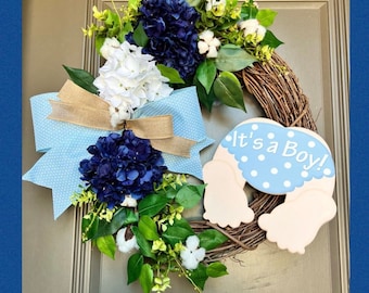 It’s a boy announcement, It’s a boy Wreath, It’s a boy sign, Baby Shower Sign, New Mom Gift, Outdoor Birth Announcement, Welcome Home Baby