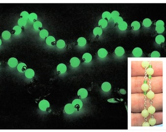 White Stone Green Glow in the Dark Rosary - White Stone Green Glow in the Dark 8mm Beads - Colorful Our Lady Center - Luminous Glow Crucifix