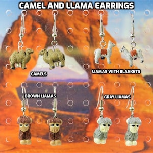 Camel and Llama Earrings - Camel Ceramic Earrings - Llama Ceramic Earrings - Llama Polymer Clay Earrings (2 Colors)
