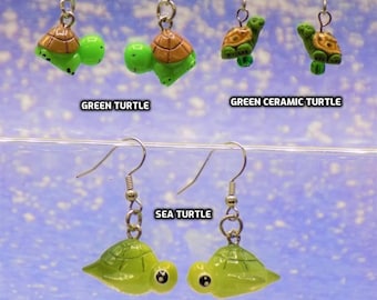 Turtle Earrings - Sea Turtles - Light Green Turtles - Green Turtles - 3 Different Styles to Choose From