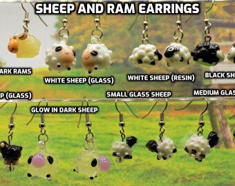 Animal Earrings Dangle Earrings Cute Sheep Red Crystal Lamb Earrings Baa Baa Black Sheep Earrings 436 Gifts for Her Sheep Earrings