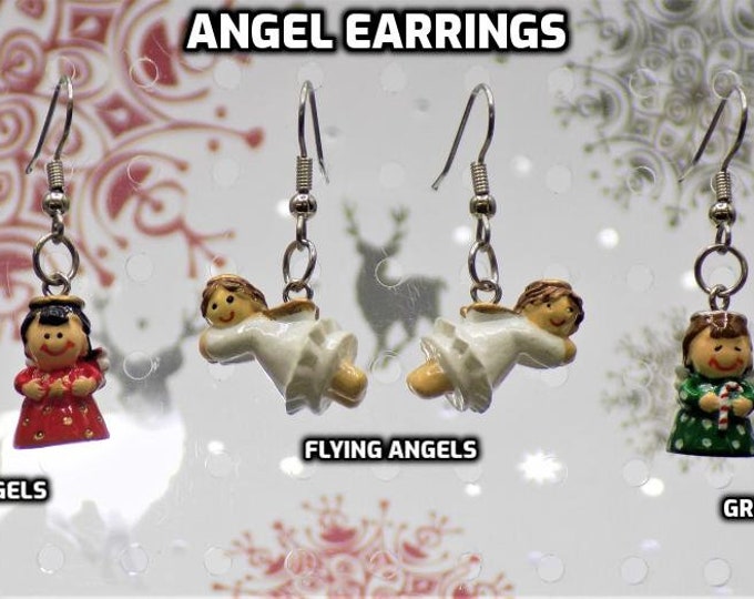 Angel Earrings - Red Angel - Flying White Angles - Green Angels - 3 Styles to Choose From