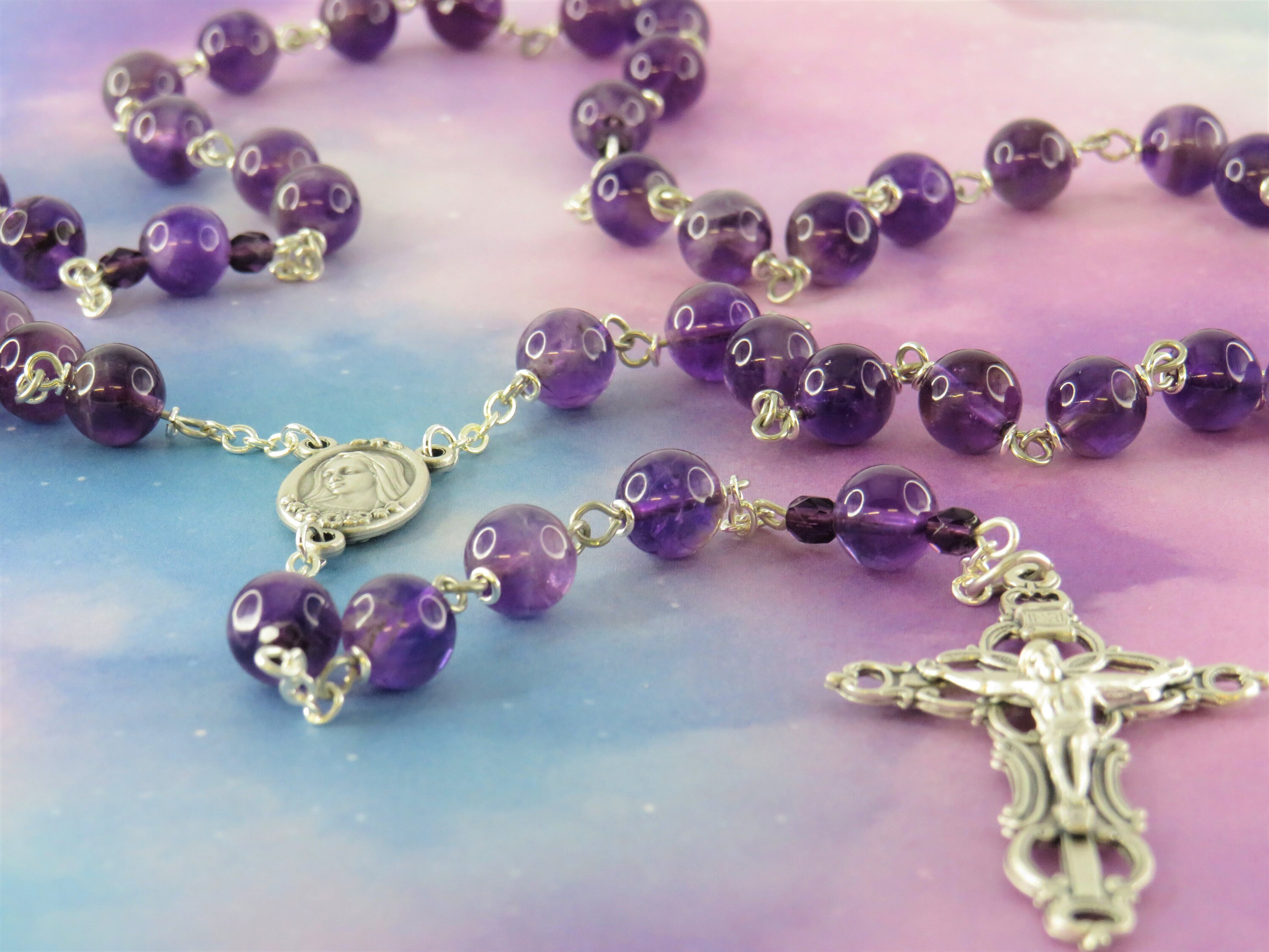 Amethyst Rosary Semi Precious Amethyst Beads Czech Purple Beads