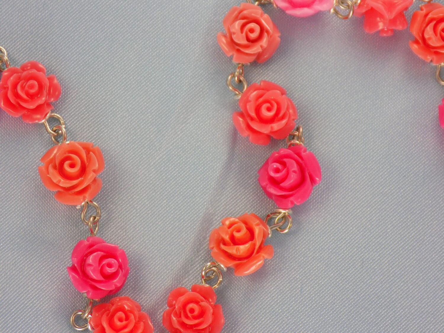 Rose Flower Rosary Pink Rose Flower Stone 1012mm Beads Italian