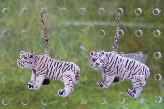 Orange and White Bengal Tiger 3D Earrings - 4 Styles