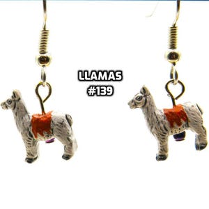 Fun Animal Earrings - Cattle - Cows - Horses - Wolves - Koala Bears - Kangaroos - Llamas - Camels -Hypo Allergenic Surgical Steel Ear Wires Llama with Blanket
