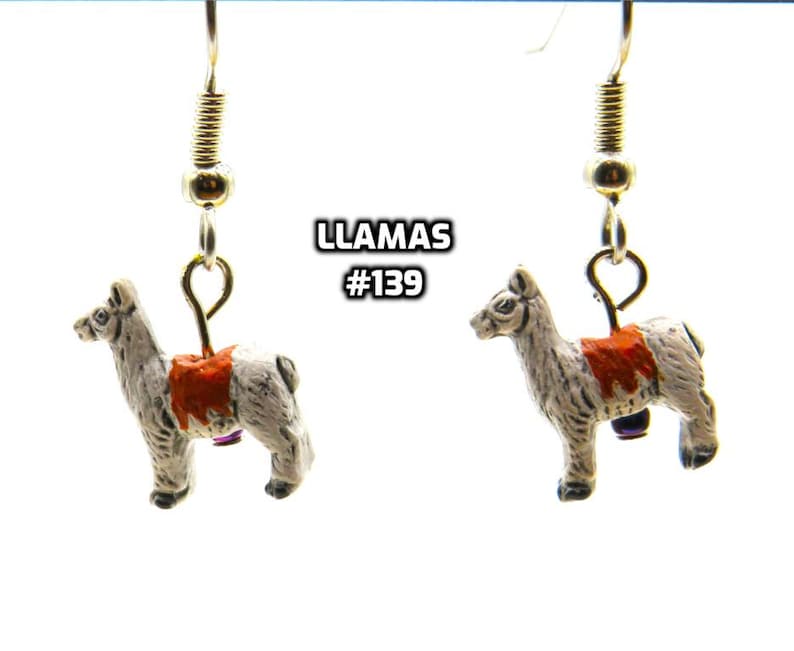 Fun Animal Earrings - Cattle - Cows - Horses - Wolves - Koala Bears - Kangaroos - Llamas - Camels -Hypo Allergenic Surgical Steel Ear Wires Llama with Blanket