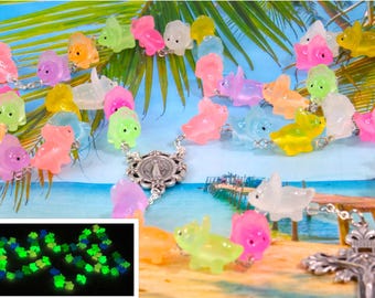 Dinosaur Triceratops Rosary - Multi Color Glow in the Dark Triceratops Dinosaur Beads - Italian Mary Center - Italian Fleur de Lis Crucifix