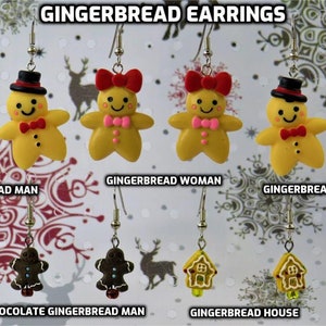 Gingerbread Earrings - Gingerbread Man - Gingerbread Woman - Gingerbread Man & Woman - Dark Gingerbread Man - Gingerbread House - 5 Styles