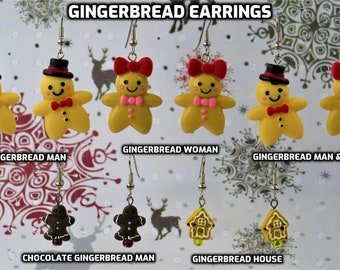 Gingerbread Earrings - Gingerbread Man - Gingerbread Woman - Gingerbread Man & Woman - Dark Gingerbread Man - Gingerbread House - 5 Styles