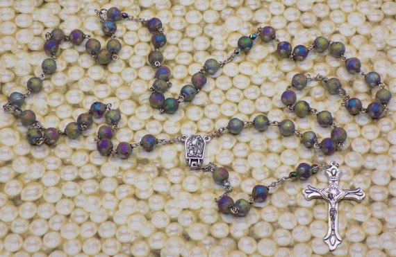 Colourful Rosary with Cross Black Yellow Multicolour Purple Green Orange Red NEW
