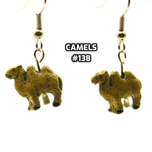 Fun Animal Earrings - Cattle - Cows - Horses - Wolves - Koala Bears - Kangaroos - Llamas - Camels -Hypo Allergenic Surgical Steel Ear Wires Camel