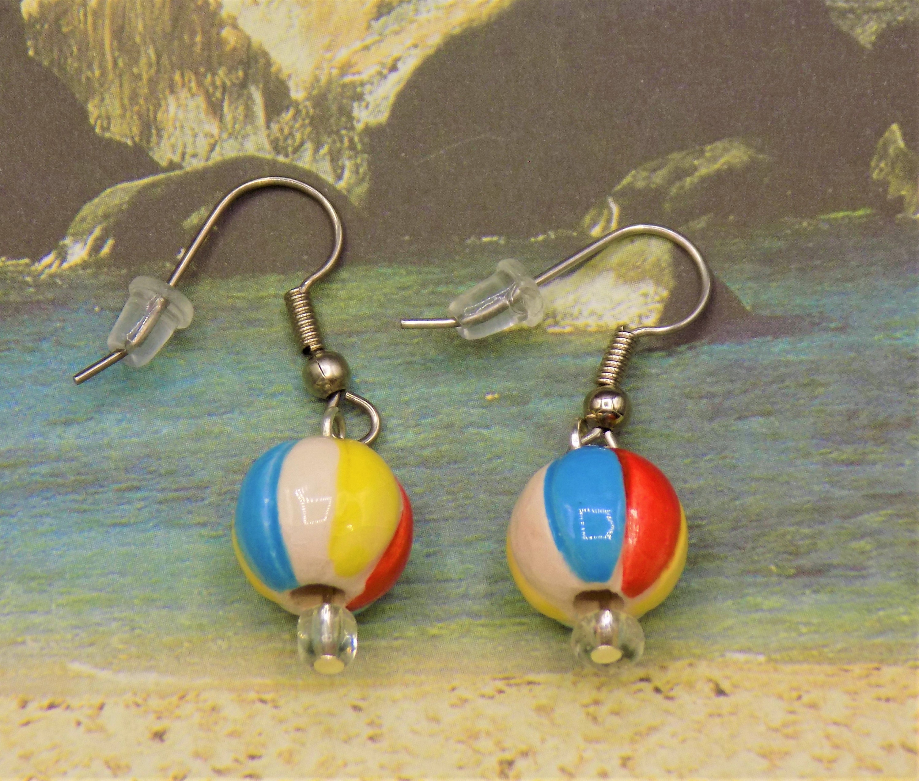 Beach Earrings Beach Balls Flip Flop Shoes Beach Umbrellas Hula