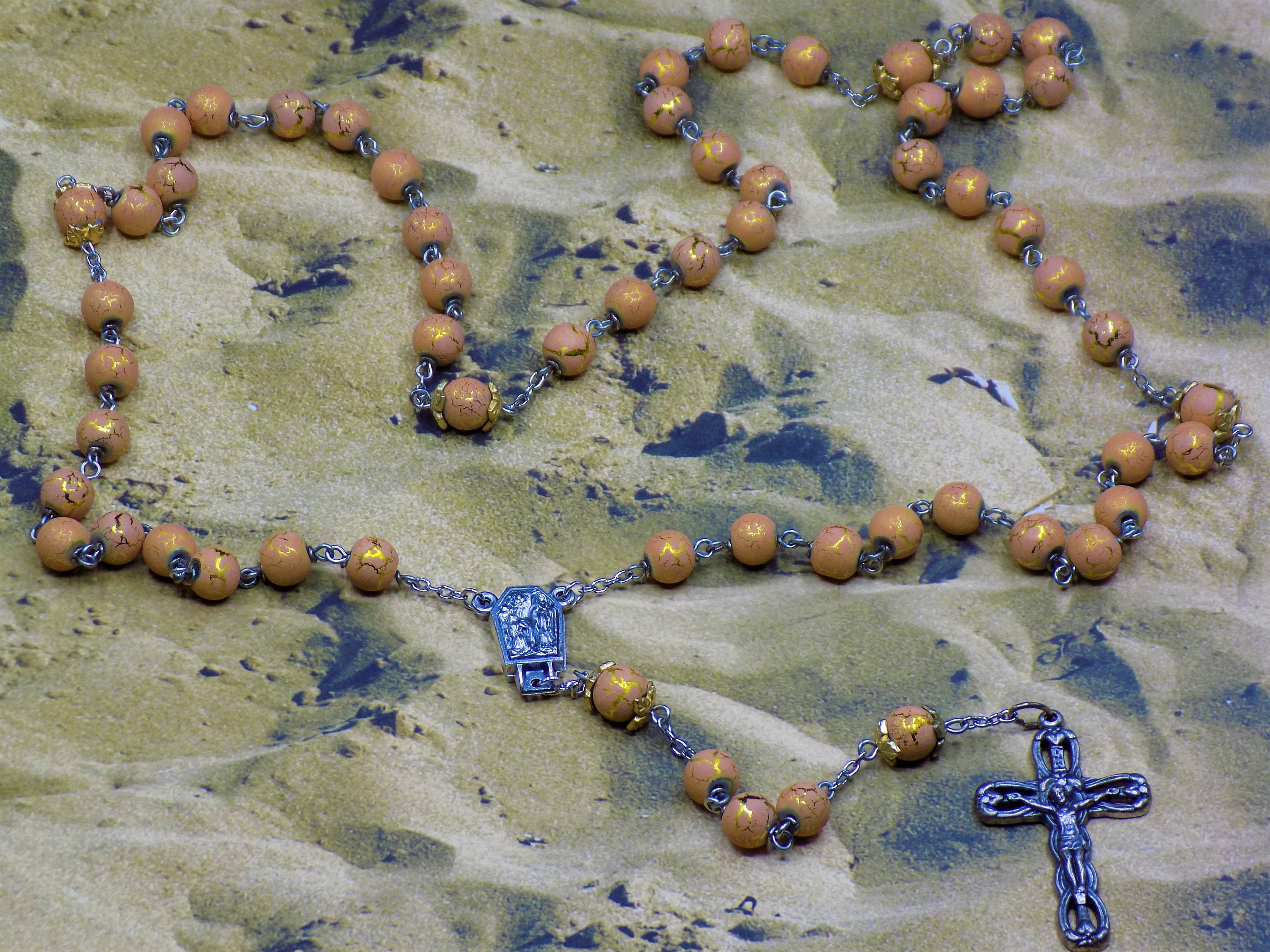 Gold and Peach Sun Cracked Rosary Crystal Desert Sun Cracked | Etsy