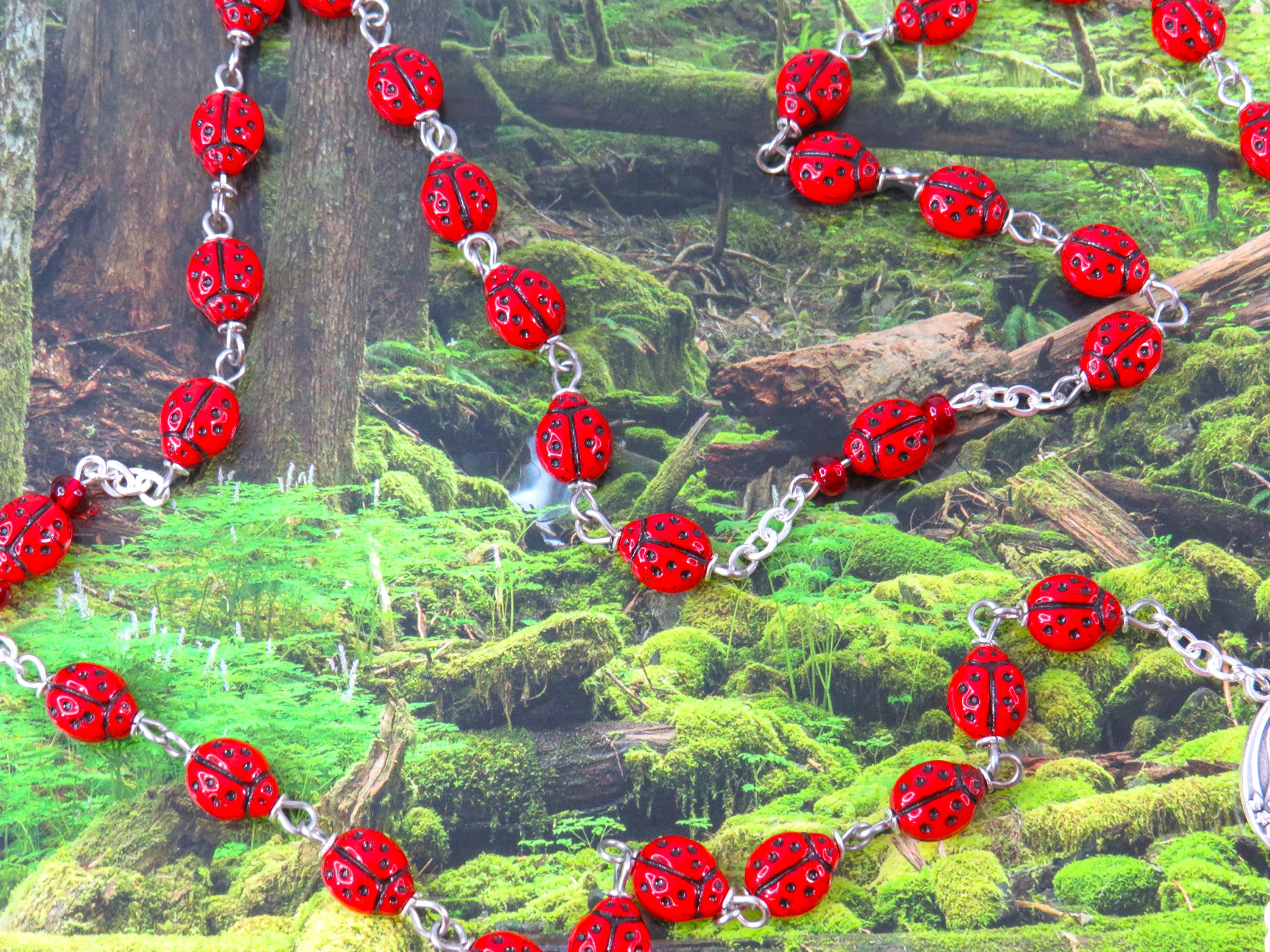 Red Ladybug Rosary Czech Opaque Red Ladybug Glass Beads Our Lady of