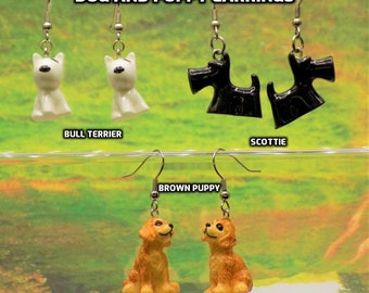 Dog 3D Earrings - Bull Terrier Dogs - Scottie Dogs - Bull Terrier Dogs - Brown Dogs - 3 Different Styles to Choose From