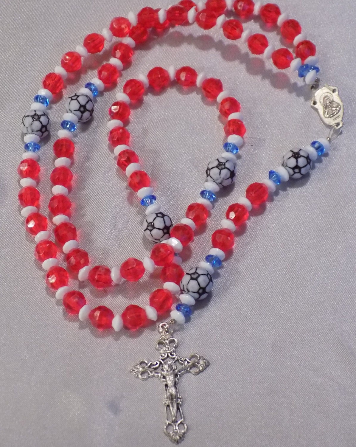 Soccer Sports Rosaries - Yellow and Black - White and Black - White and  Blue - Red, White and Blue - Pink and White - Soccer Team Colors