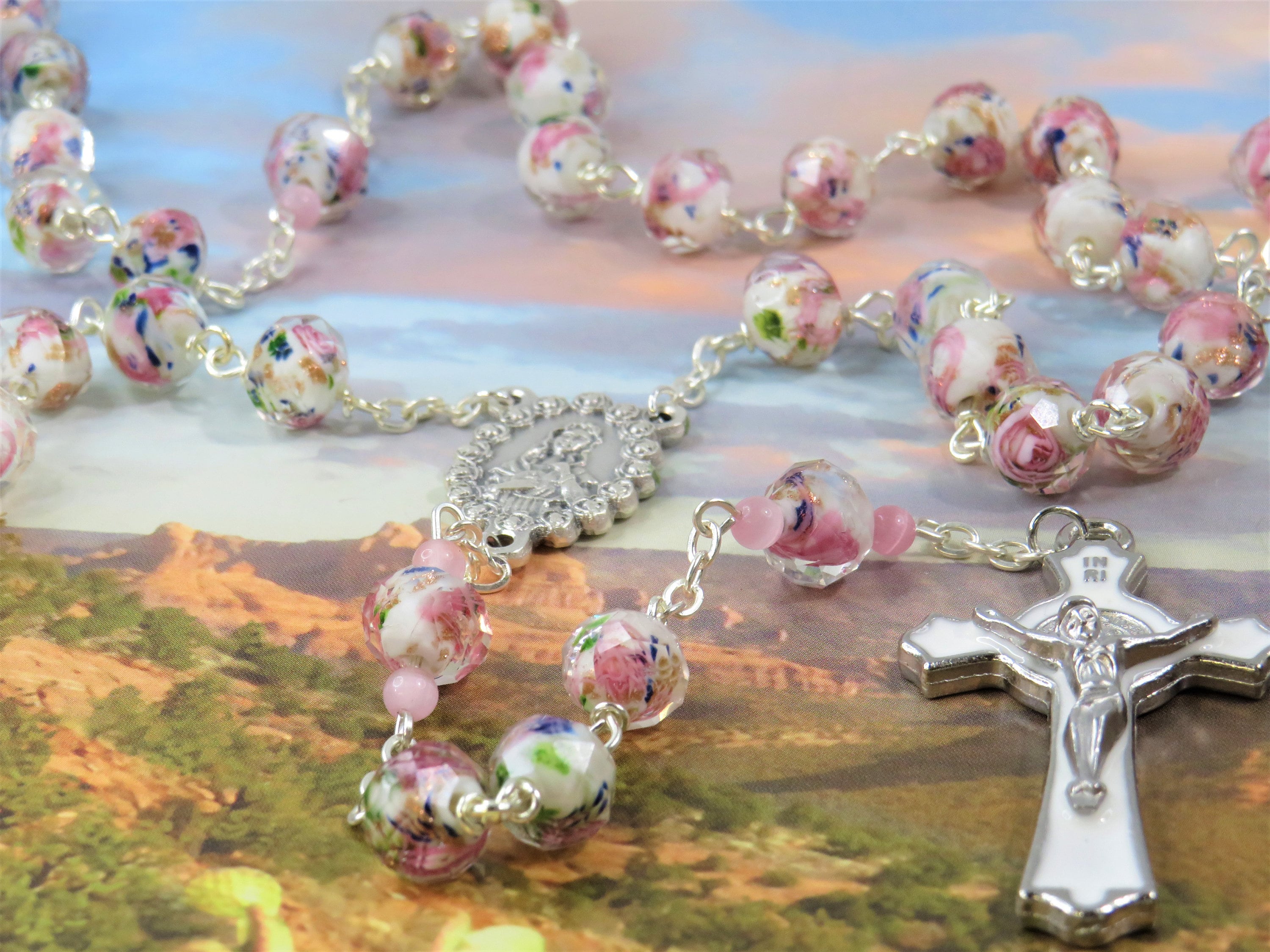 Rosary Making Kit Glass Bead Rosary Supplies Beads Jewelry Making PINK