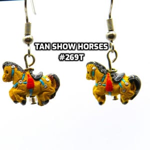 Fun Animal Earrings - Cattle - Cows - Horses - Wolves - Koala Bears - Kangaroos - Llamas - Camels -Hypo Allergenic Surgical Steel Ear Wires Tan Horse