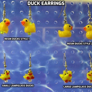 Duck Earrings - Resin Duck Earrings (Style 1) - Resin Duck Earrings (Style 2) - LampGlass Duck Earrings (2 Sizes)