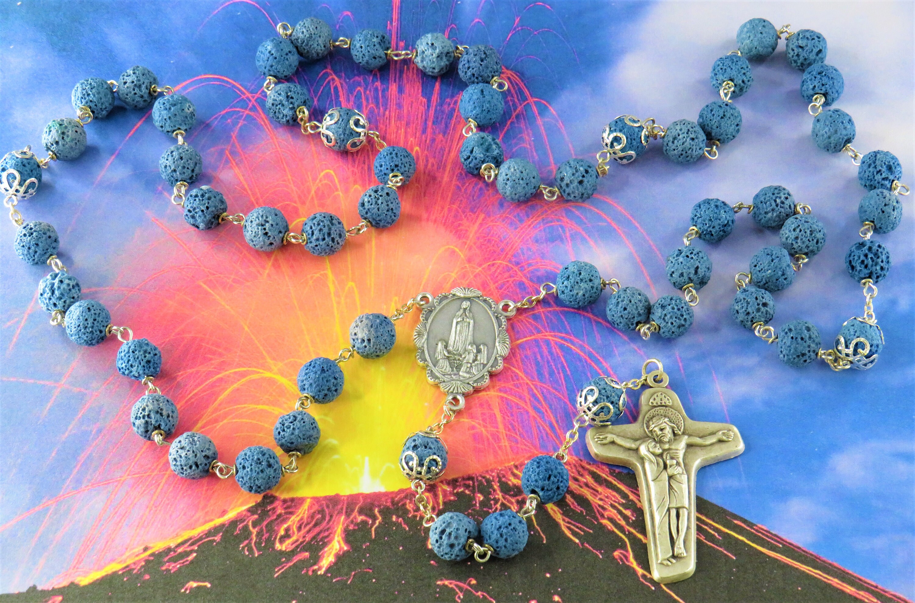 Glass Beads Cross Beads for Bracelet making 10mm Religious Blue