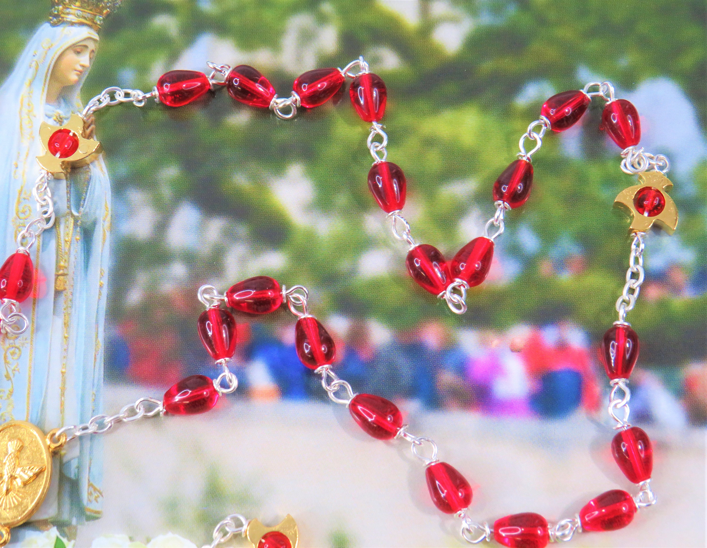 Divine Mercy Red Crystal Beads 8MM – Unique Catholic Gifts