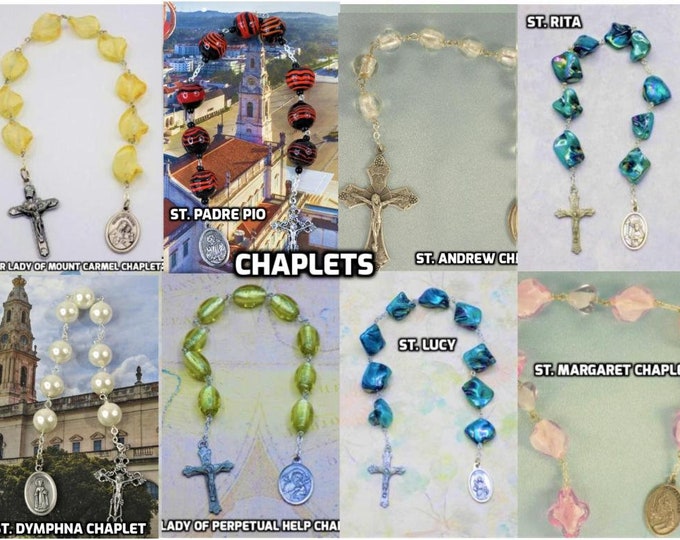 Devotional Prayer Chaplets - St Margaret - St Andrew - Lady of Mount Carmel - St Padre Pio - St Rita - Perpetual Help - St Lucy