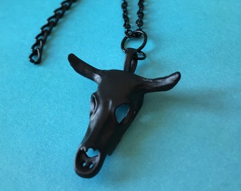 Bull Skull Necklace Black Grunge Necklace Emo Necklace