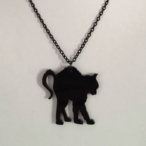 Black Cat Necklace Scared Spooked Witch Gothic Emo Grunge Creepy Jewelry Laser cut Halloween image 2