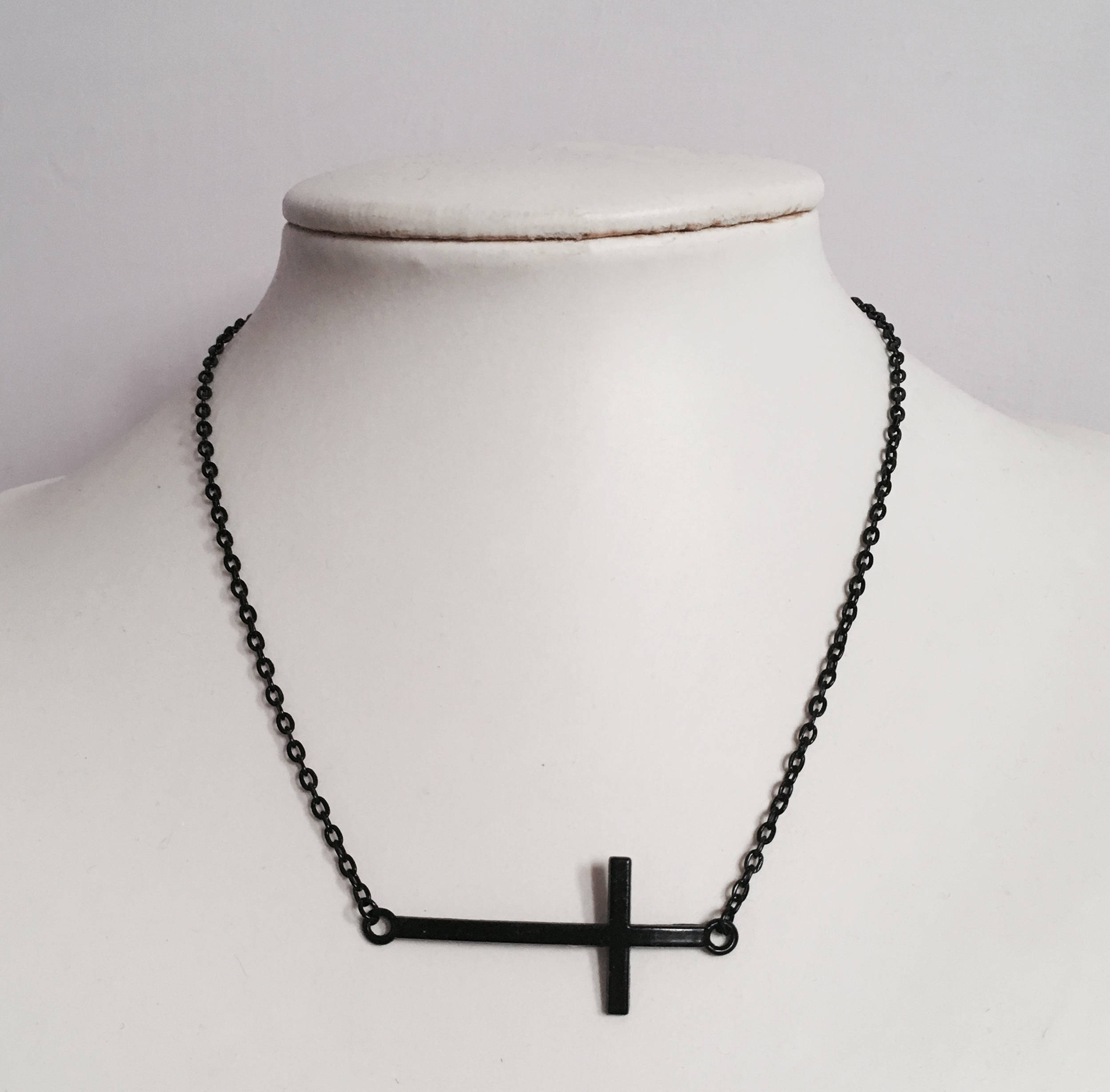 Black Cross Necklace Gothic Grunge Emo Creepy Jewelry Pastel Etsy