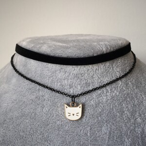 Black Cat Choker Black Cat Necklace Grunge Necklace Velvet Emo Collar Jewelry image 3