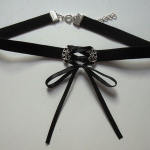 Corset Choker Gothic Necklace Black Velvet Ribbon Bow Collar - Etsy