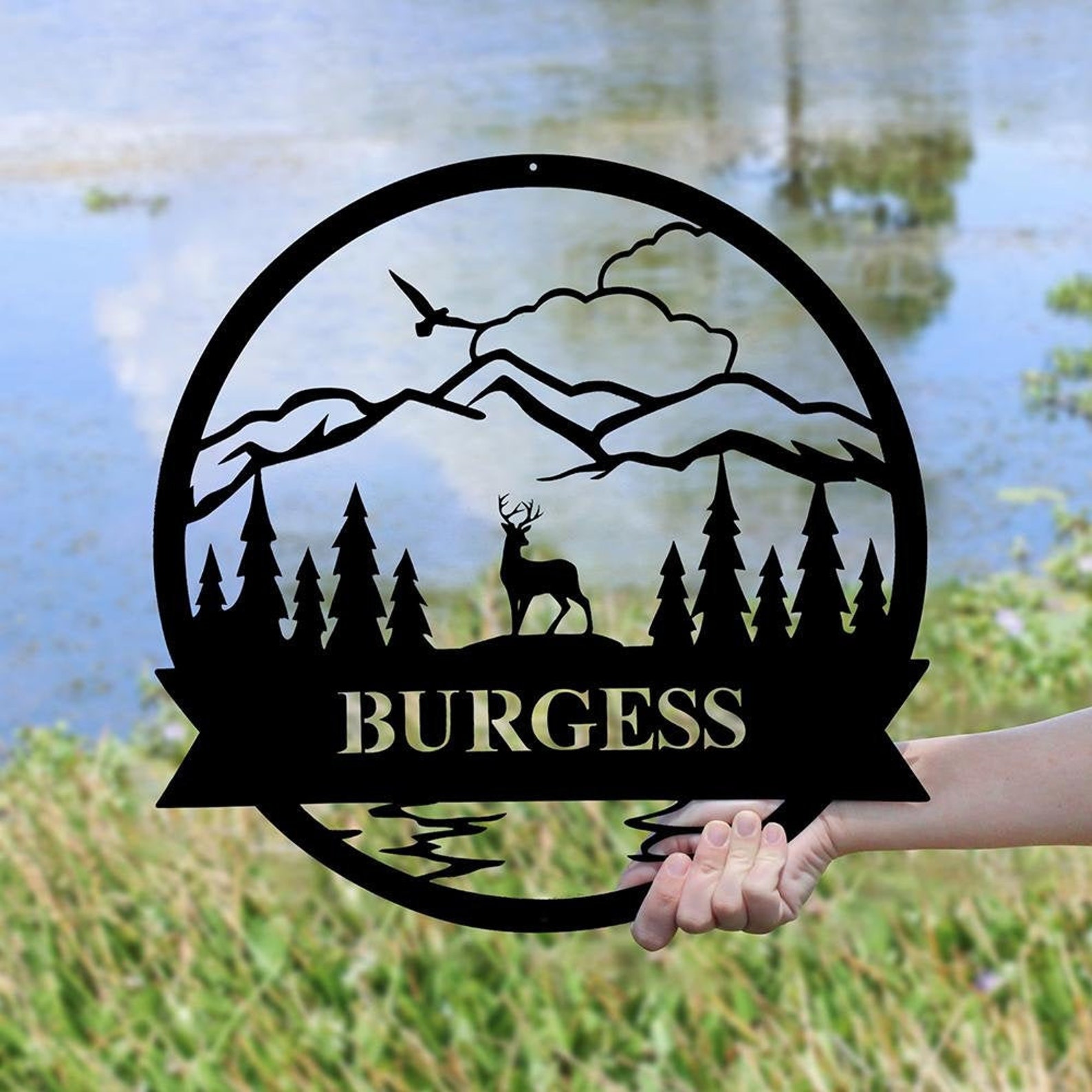 Metal Deer Sign Custom Metal Farm Deer Sign with Last Name Etsy