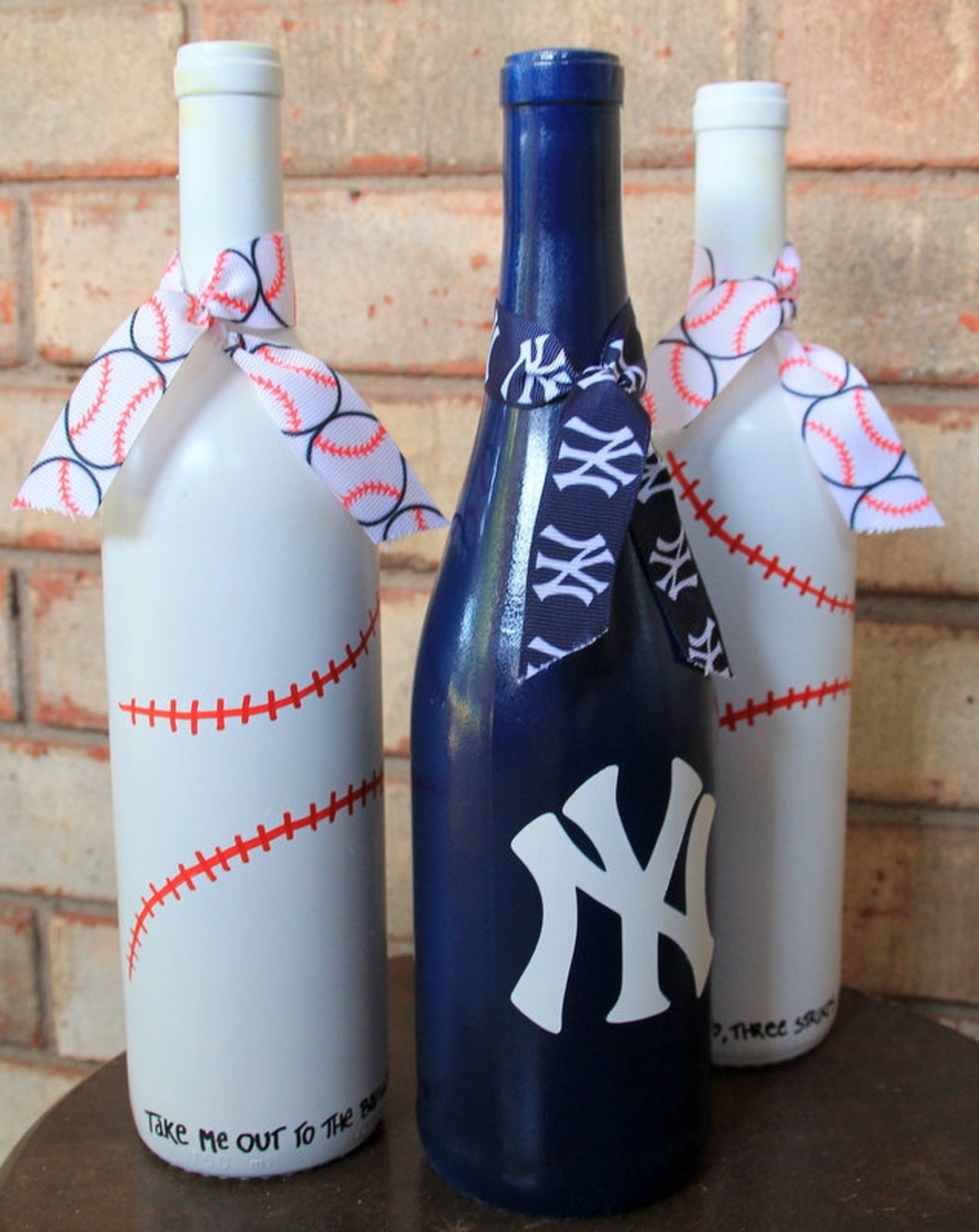 New York Yankees wine bottles NY Yankees baseball decor Etsy