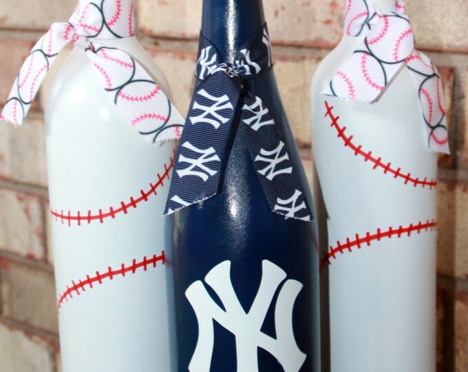 New York Yankees Wine Bottles NY Yankees Baseball Decor Etsy