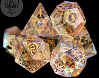 Fractal Fairy Tale Dice Set | Exclusive Fancy Pants Dichroic Glass Design | DND DICE