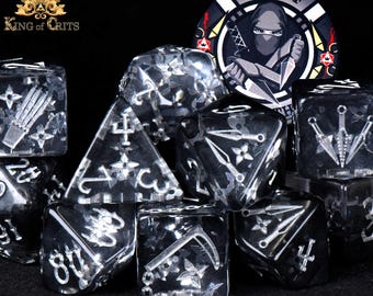 Exclusieve Art of Stealth-dobbelstenenset | Ninja Assassin-thema DND DICE | King of Crits-merk