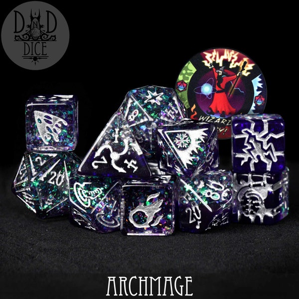 Archmage 11 Dice Set | Wizard / Sorcerer / Mage Class Themed Dice | DND DICE Exclusive