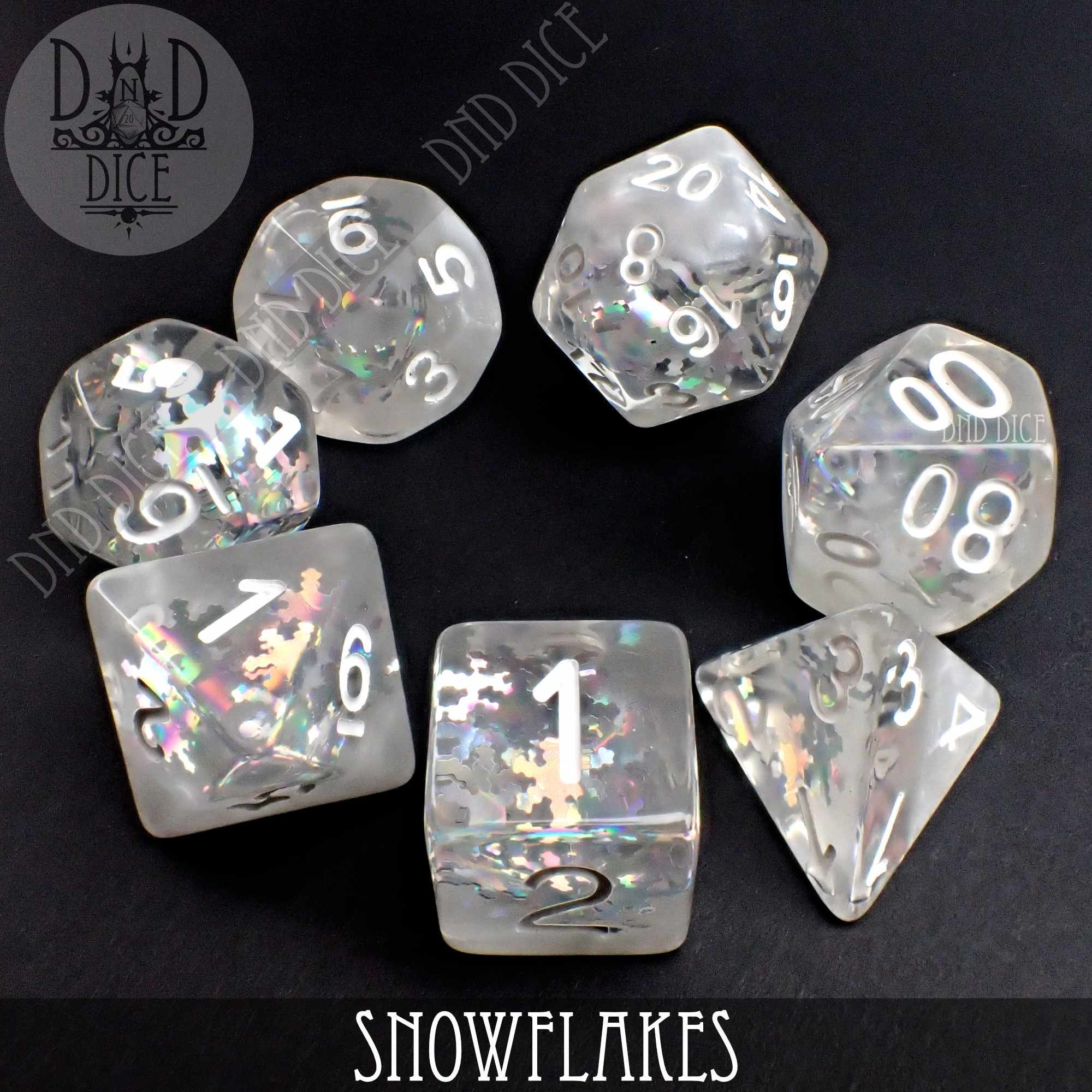 Snowflakes Polyhedral Dice Set Limited Edition Dungeons Etsy