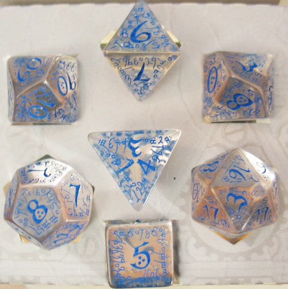 Elvish Dice Transparent//Blue 7
