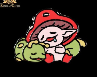 Forest Friends Enamel Pin | Cottagecore Themed Cute Slug Puppy Sleeping Mushrooom Boi | King of Crits Brand