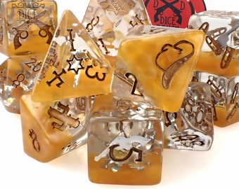 Wild West Exclusive 11 Dice Set | Cowboy Gunslinger Theme with Bullet Pips | DND5E