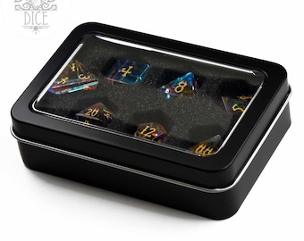 Metal Gift Box for 7 Dice Sets | Exclusive Layout, Dice Not Included | Perfect for Resin, Metal or Gemstone Dice | DND DICE